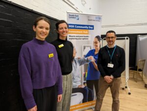 Photo of the Project Team for the event: Advanced Practice Physiotherapists Gareth Jones, Sara Tarren and Nicola Griffin